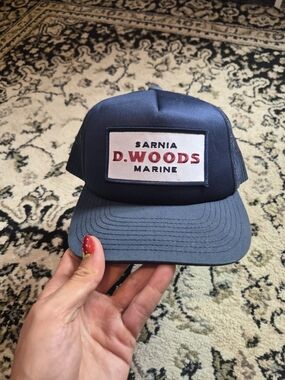 The Classic Navy Blue D. Woods Marine Patch Trucker Hat